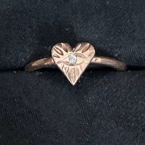 Jacquie Aiche Diamond Center Heart Eye Burst Waif Ring in 14k Rose Gold